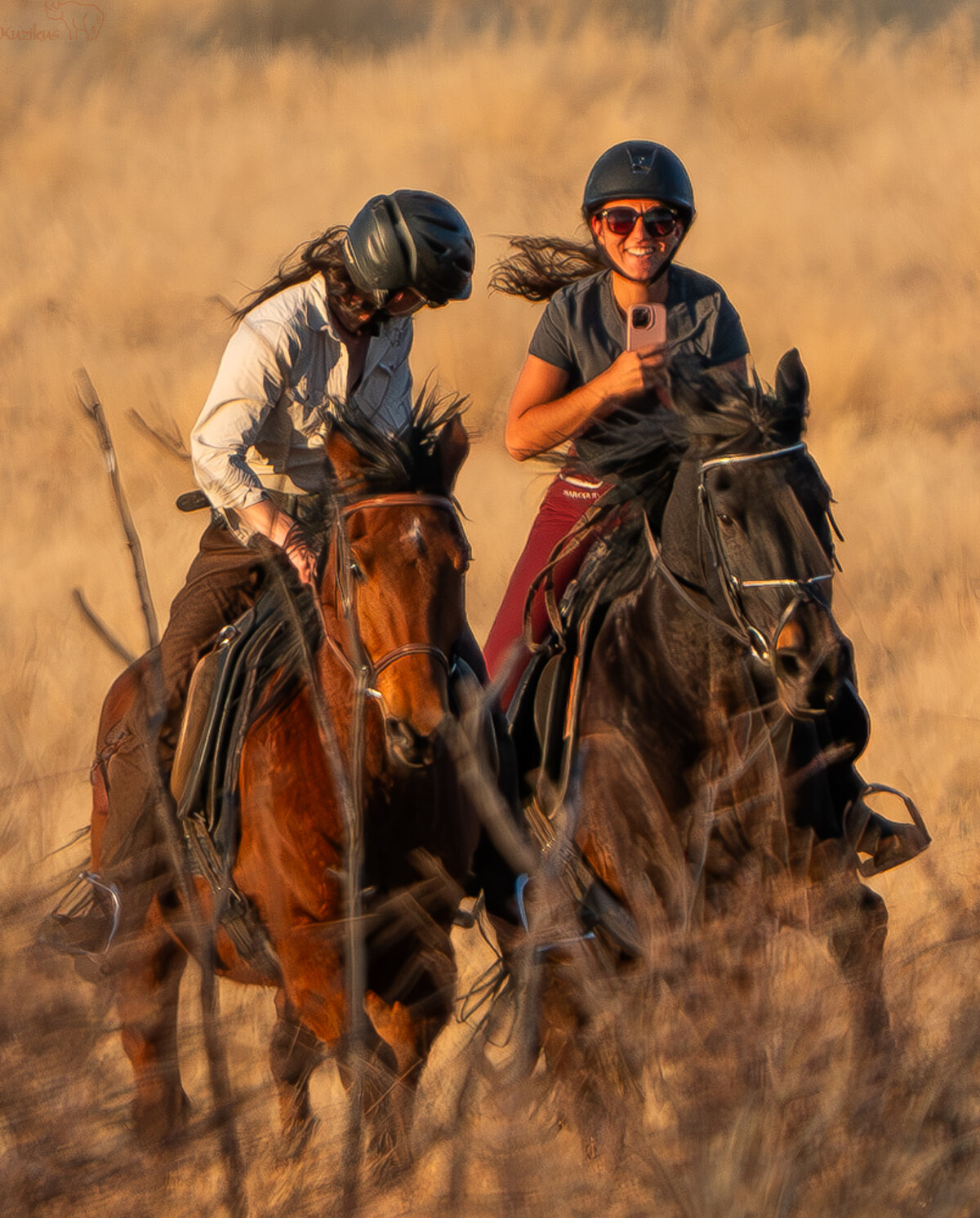 Spass beim Ausritt in die Kalahari