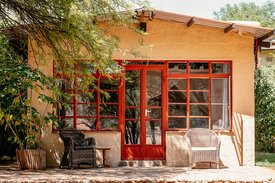 Veranda G&auml;stezimmer G&auml;stefarm Kuzikus Kalahari Namibia